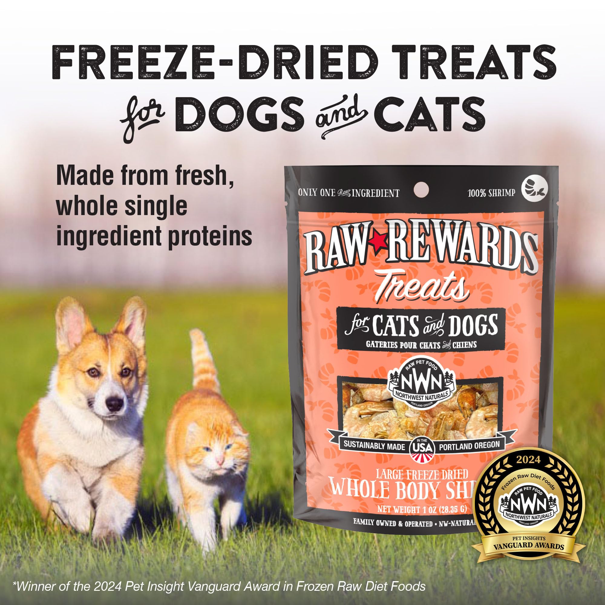 Northwest Naturals Raw Rewards travel-friendly packaging supports on-the-go feeding.