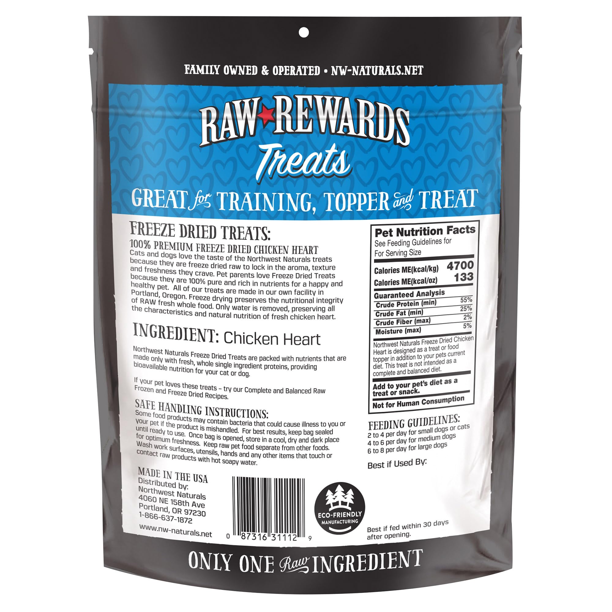Northwest Naturals chicken heart treats support training rewards and tasty engagement.