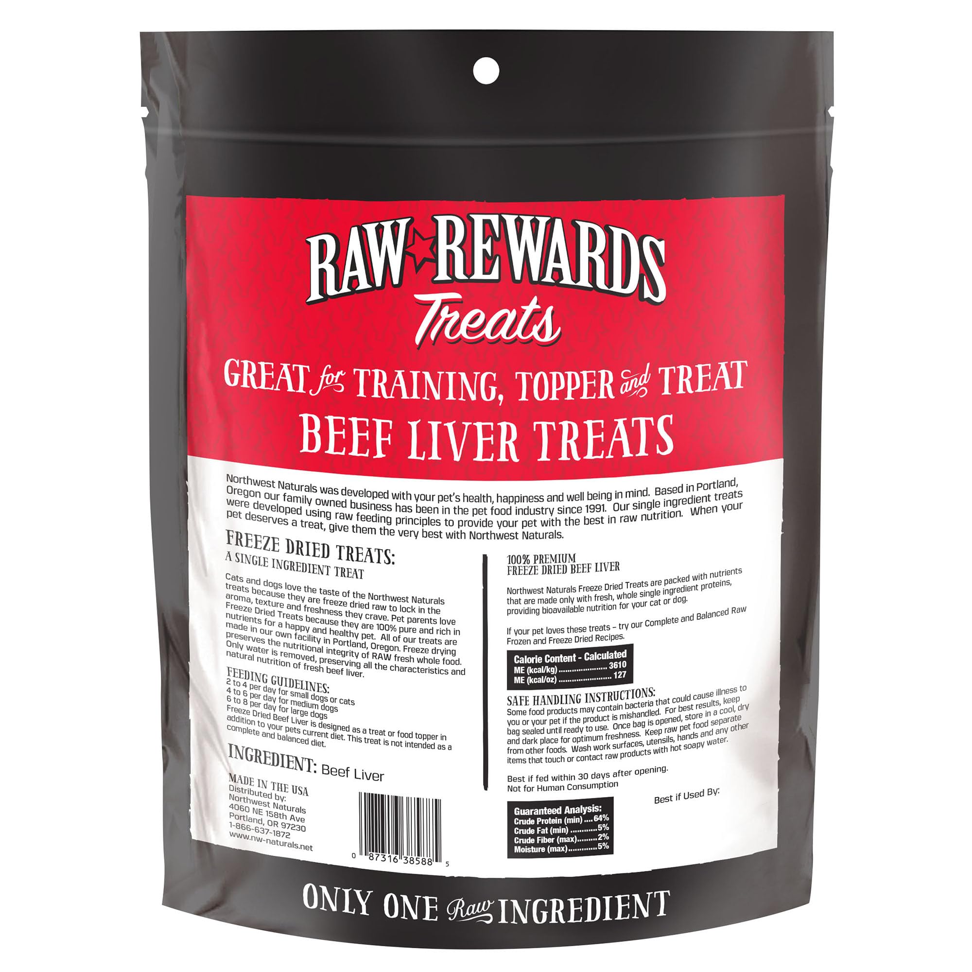 Easy-open travel pouch of Northwest Naturals treats for on-the-go rewards.
