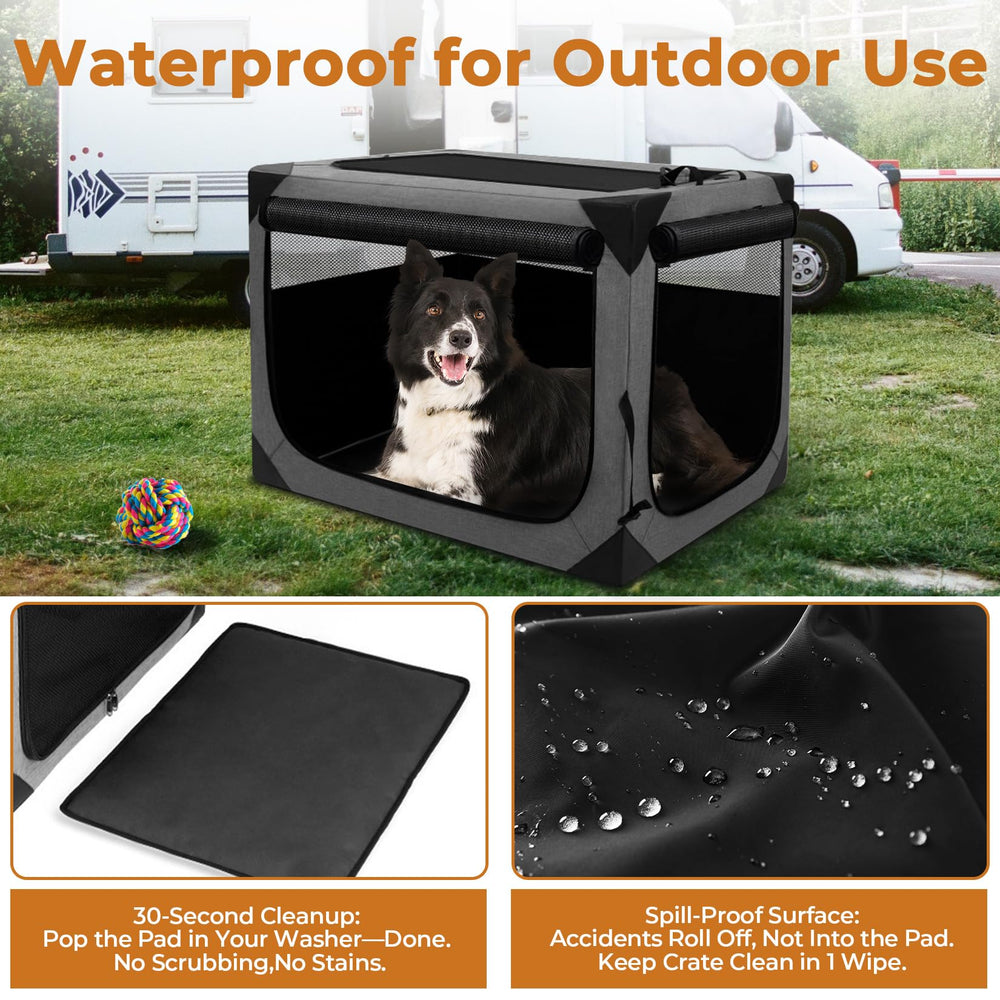 Nottia anti-tip base keeps crate stable on uneven ground