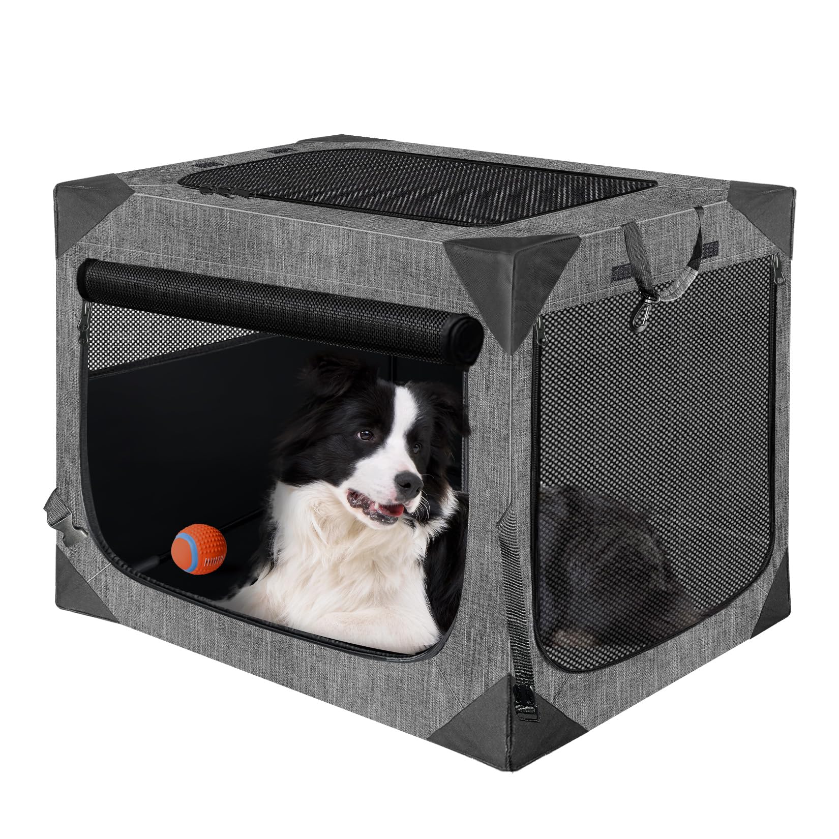 Nottia dog crate folded flat for easy travel and storage