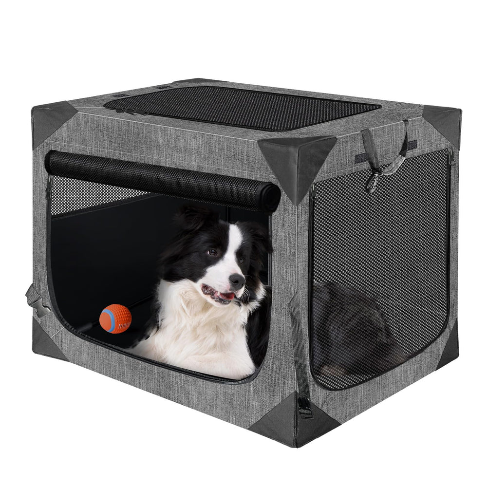 Nottia dog crate folded flat for easy travel and storage