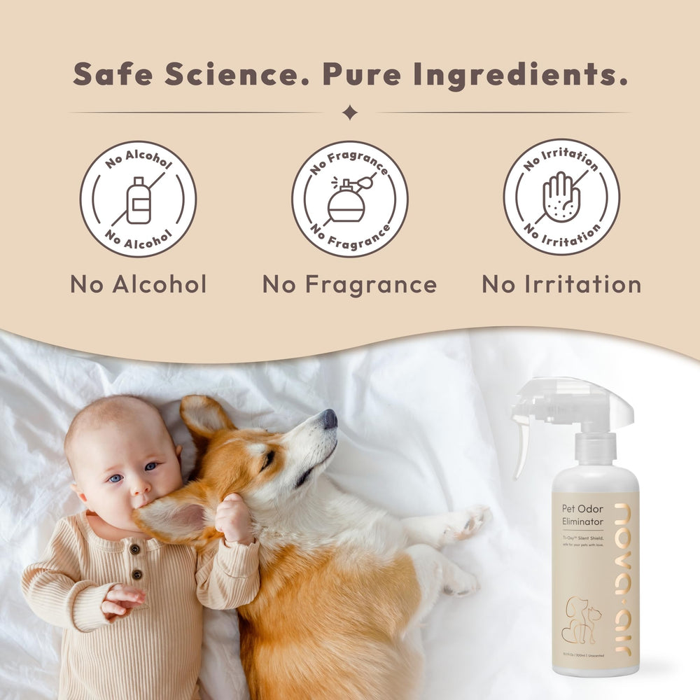 Nova-air pet bedding and carpet application illustrates versatile odor control.