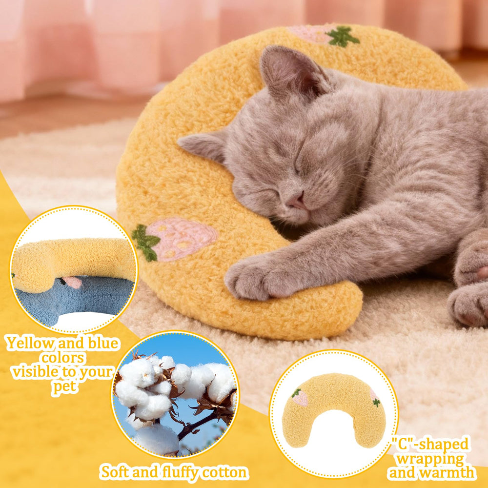 Novabright cat calming pillow blue pair provides compact comfort for kittens and pups