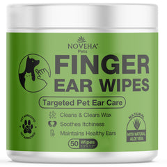 NOVEHA dog ear wipes box front showing 50 wipes for easy dog ear care.