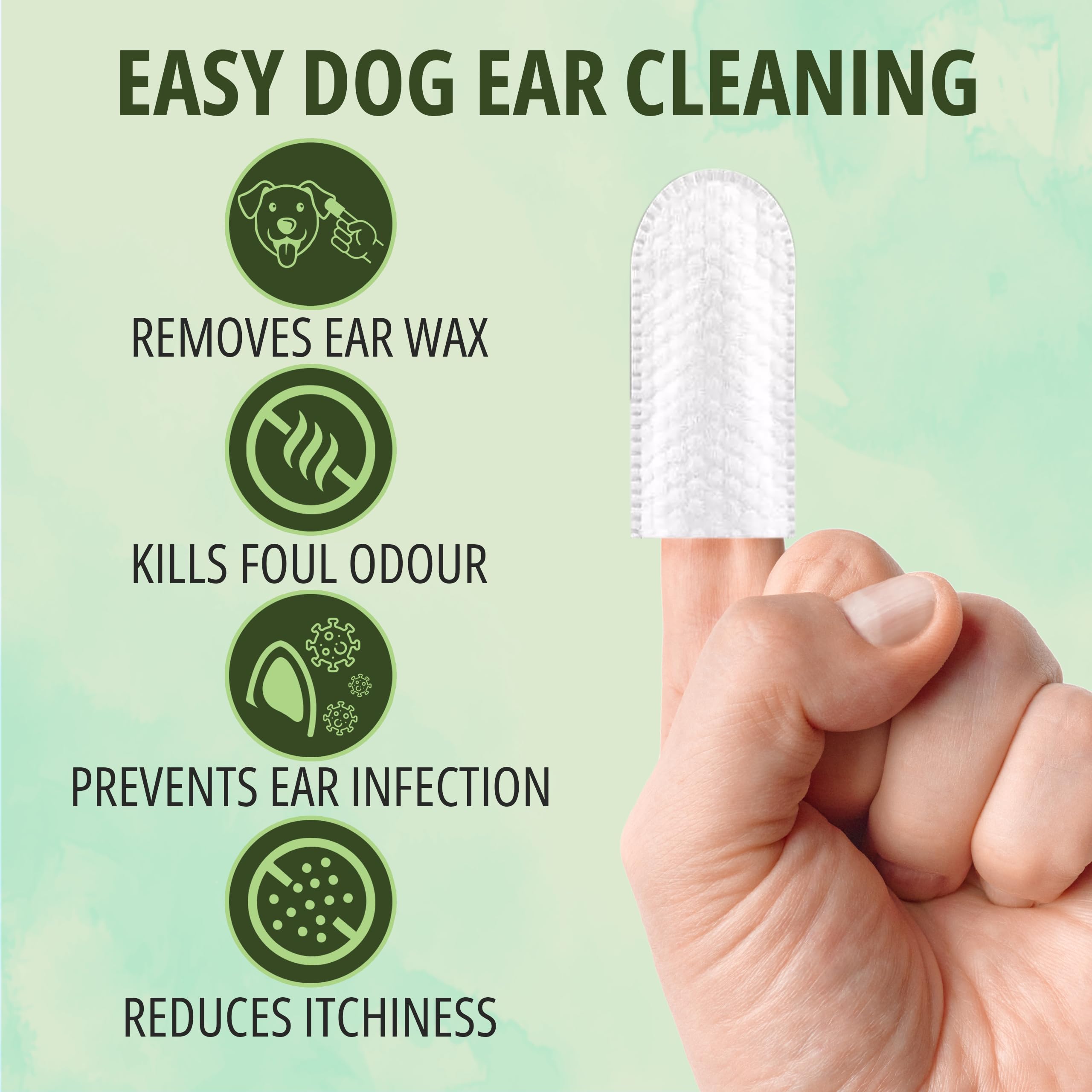 NOVEHA dog ear wipes finger glove enables precise, comfortable cleaning.