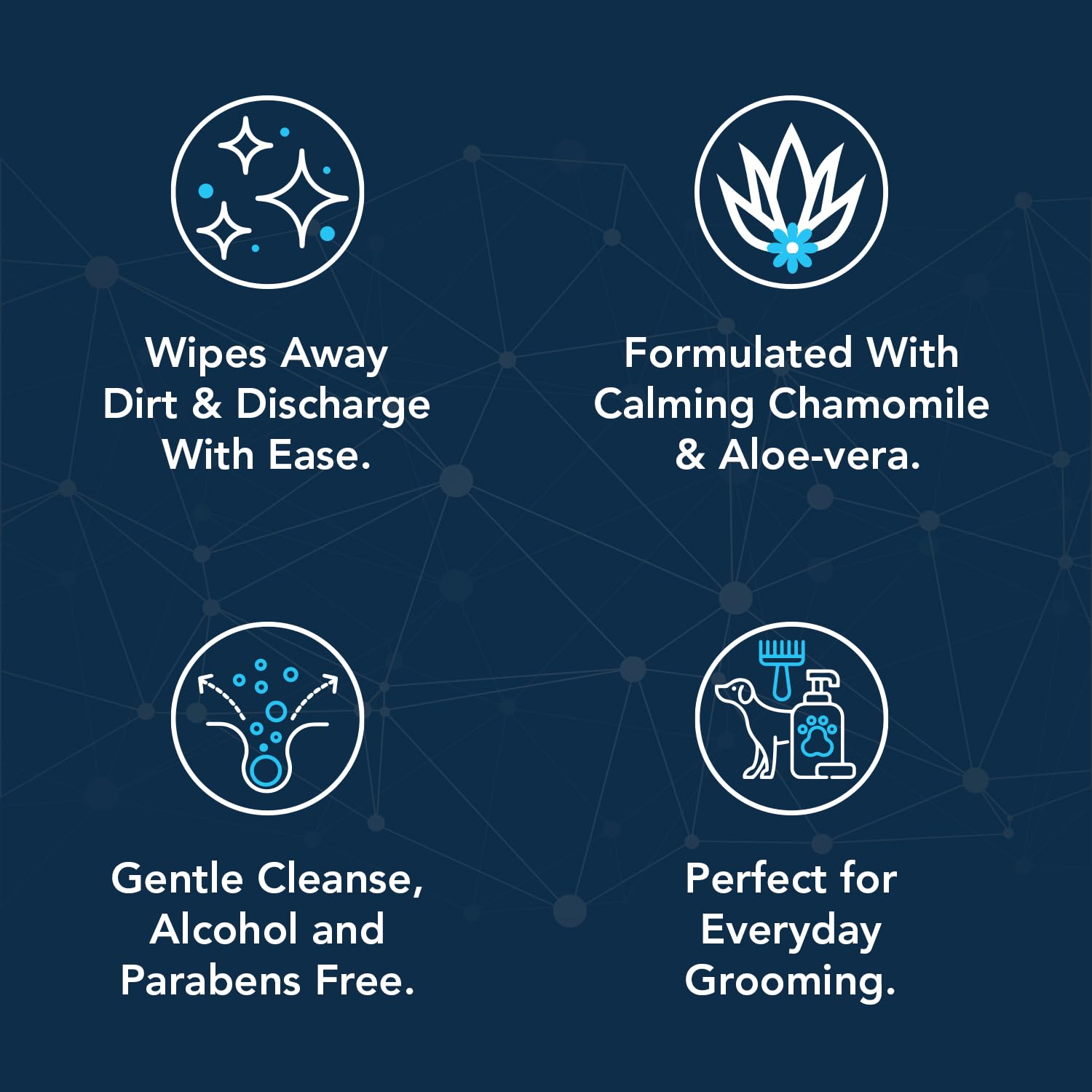 NOVEHA dog eye wipes closeup reveals a soft, durable wipe for gentle cleaning.