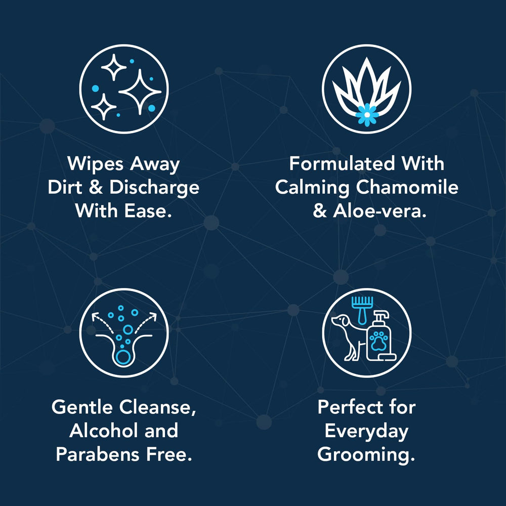 NOVEHA dog eye wipes closeup reveals a soft, durable wipe for gentle cleaning.