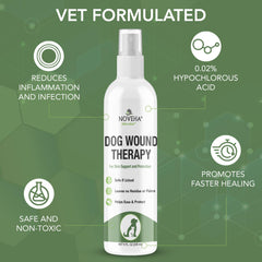 NOVEHA dog wound therapy spray quick-dry finish helps clean and protect irritated skin.