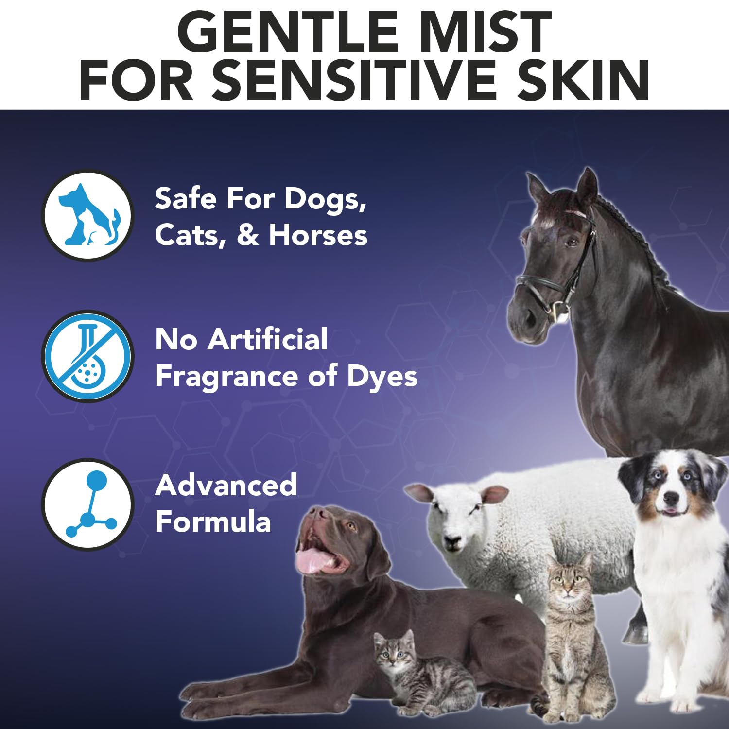 NOVEHA fragrance-free no-sting formula keeps pets comfortable during grooming.