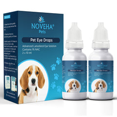 NOVEHA Pet Drops bottle front for daily pet eye care.