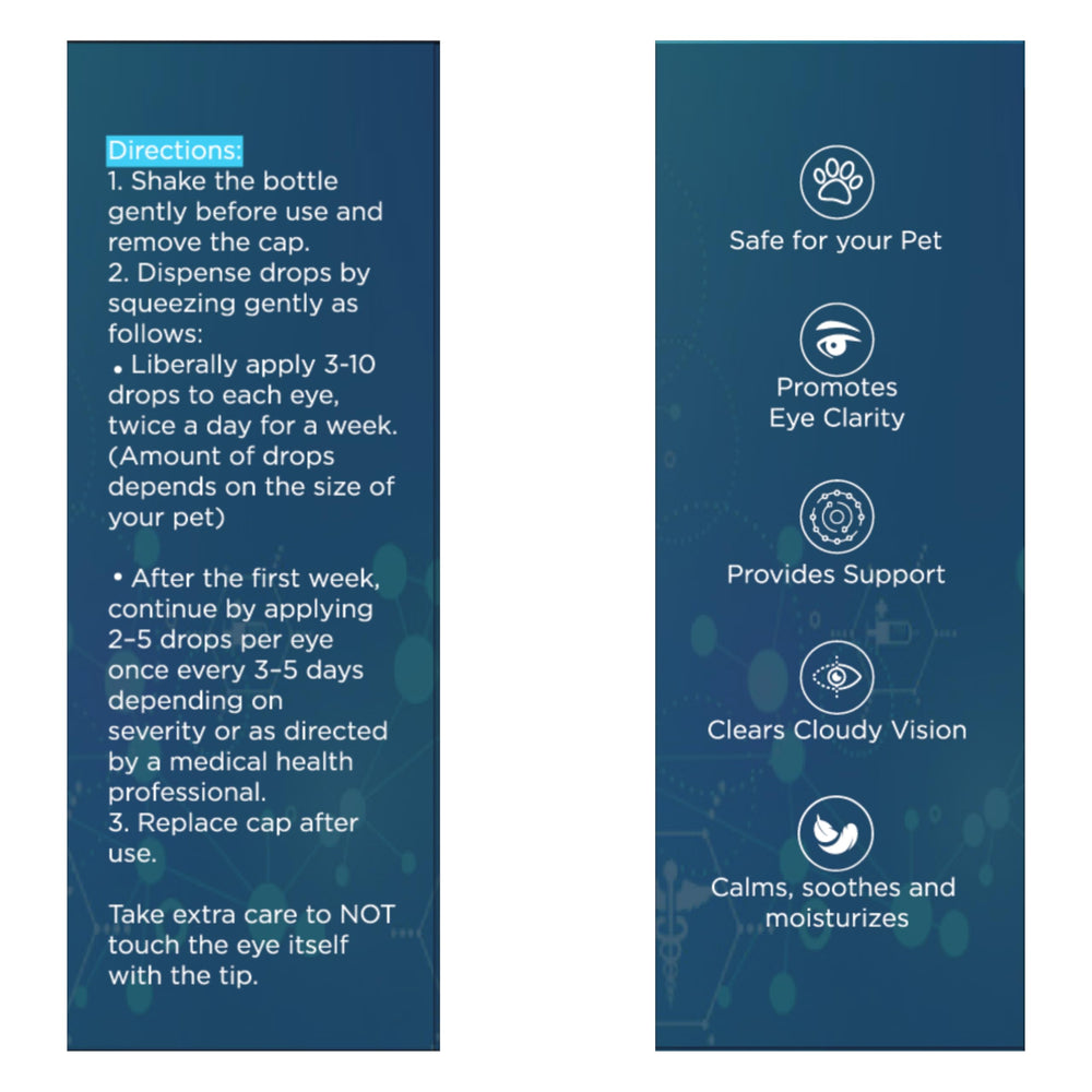 NOVEHA Pet Drops label highlights Lanosterol and NAC formula.