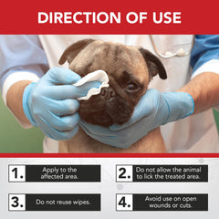NOVEHA Pet Wipes groin area for easy hygiene in hard-to-reach spots.