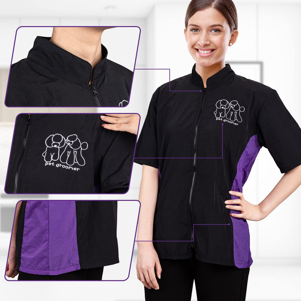 Noverlife embroidery features a durable poodle pattern on professional wear.