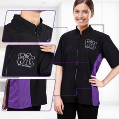 Noverlife embroidery features a durable poodle pattern on professional wear.
