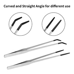 Novery durable stainless steel tongs for aquarium and terrarium maintenance, easy to clean.