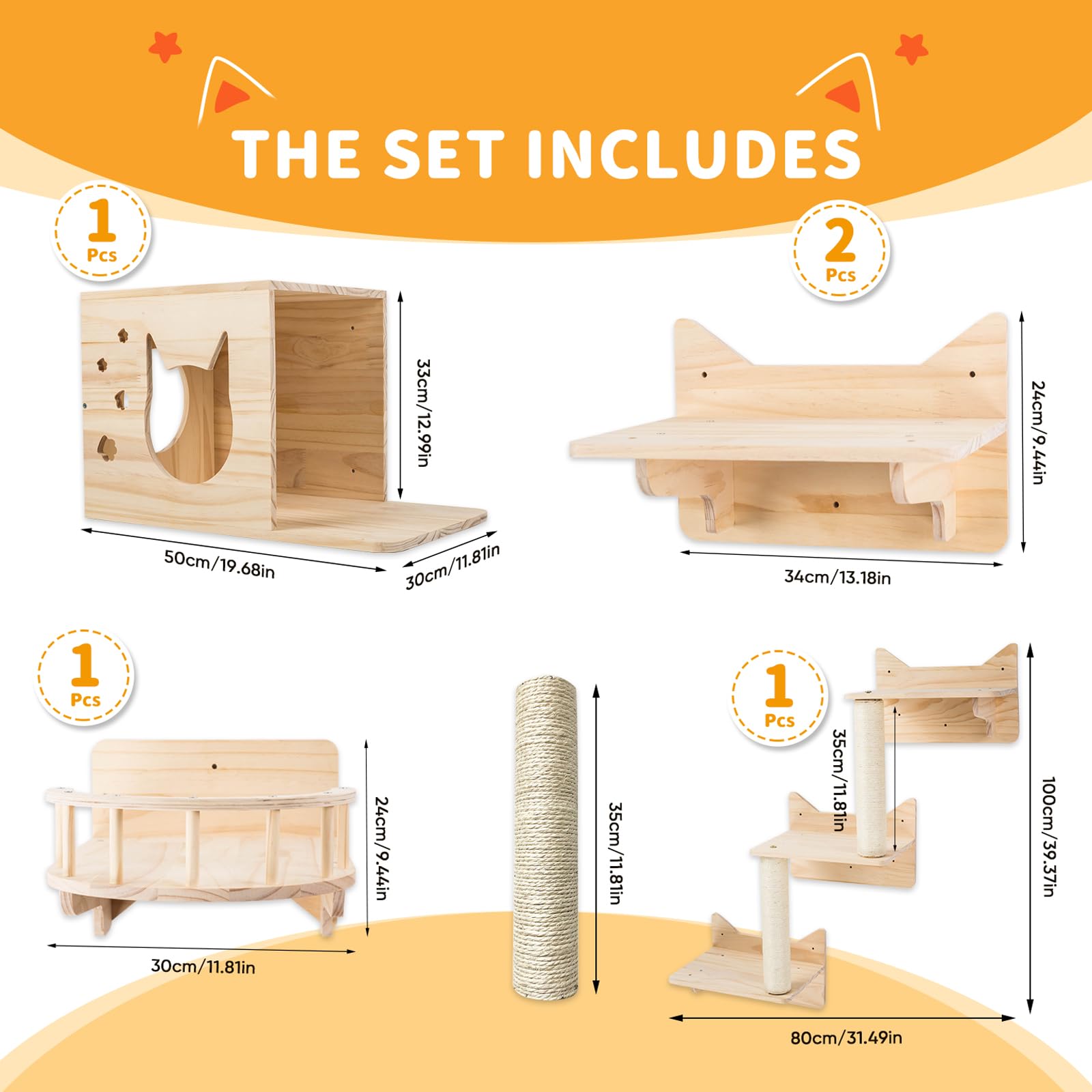 NOVGOBHOT cat wall shelves sisal posts highlight durable scratching surfaces.
