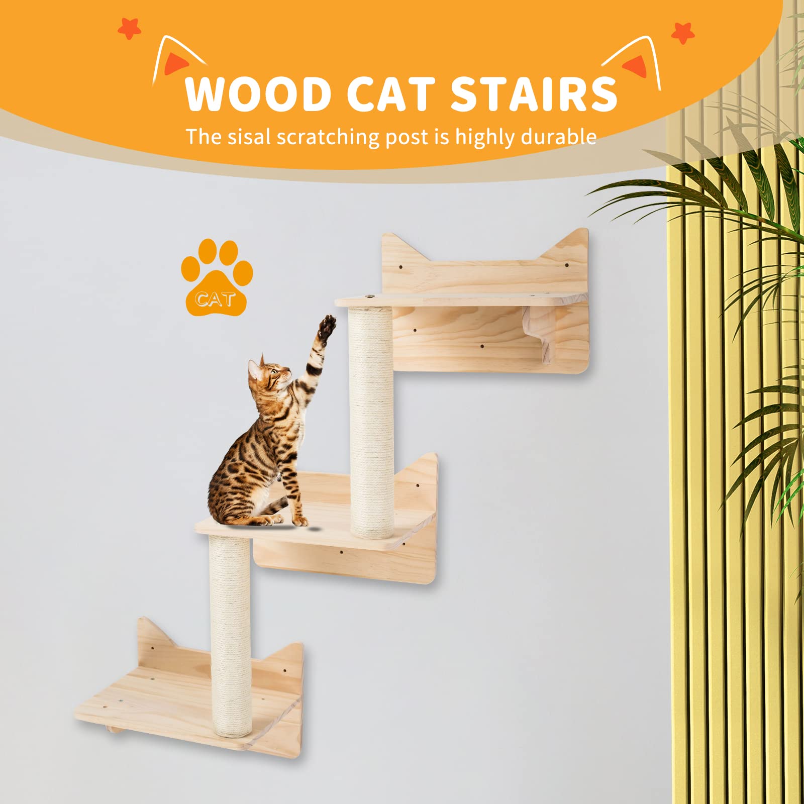 NOVGOBHOT cat wall shelves warm wood finish blends with home decor.