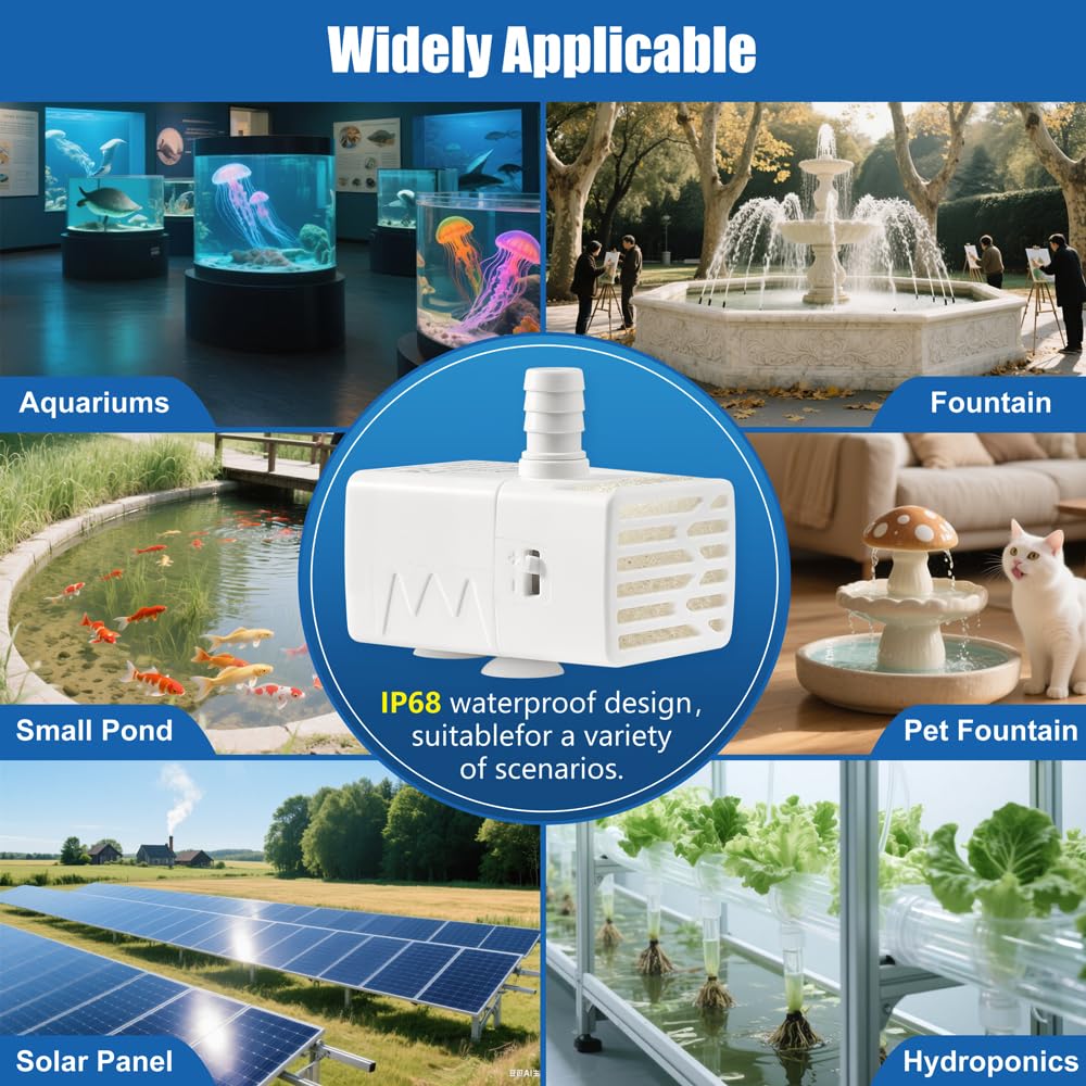 Novique 3W pump suits small ponds and garden features with IP68 rating.
