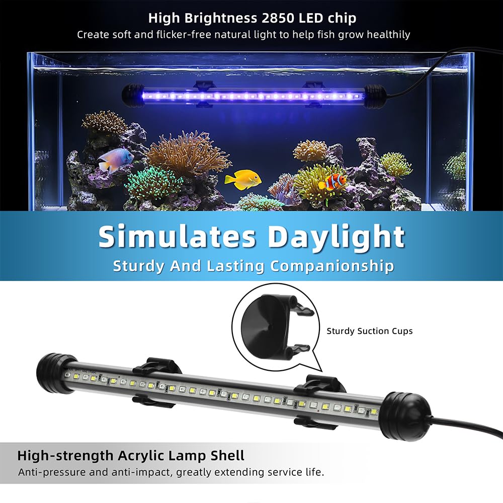 Novique LED submersible aquarium light timer function automates day-night cycles in your tank.