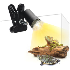 Novique reptile heat lamp with 360° rotatable clamp for flexible basking placement