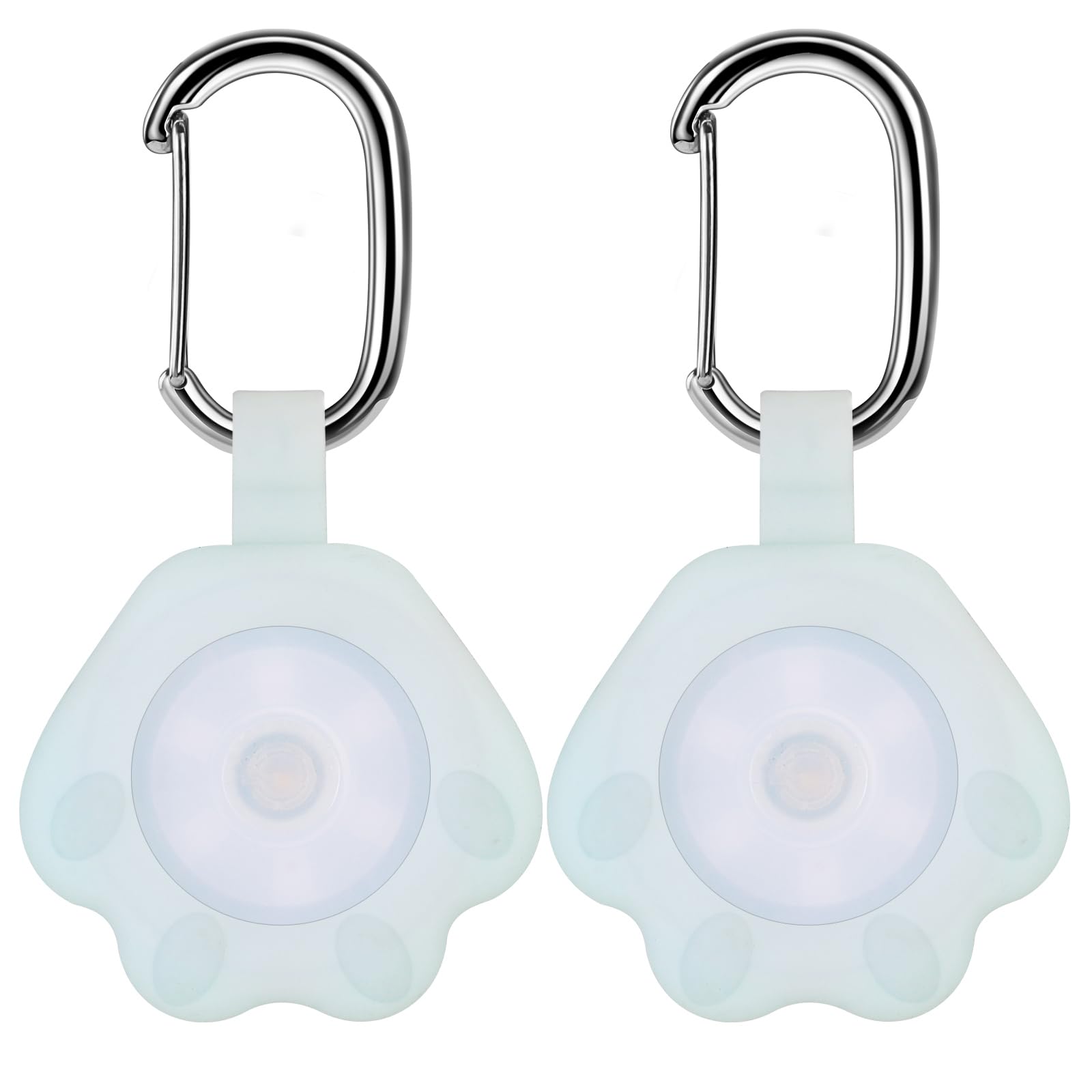 Novkin dog light 2-pack attached for nighttime collar visibility and safety.