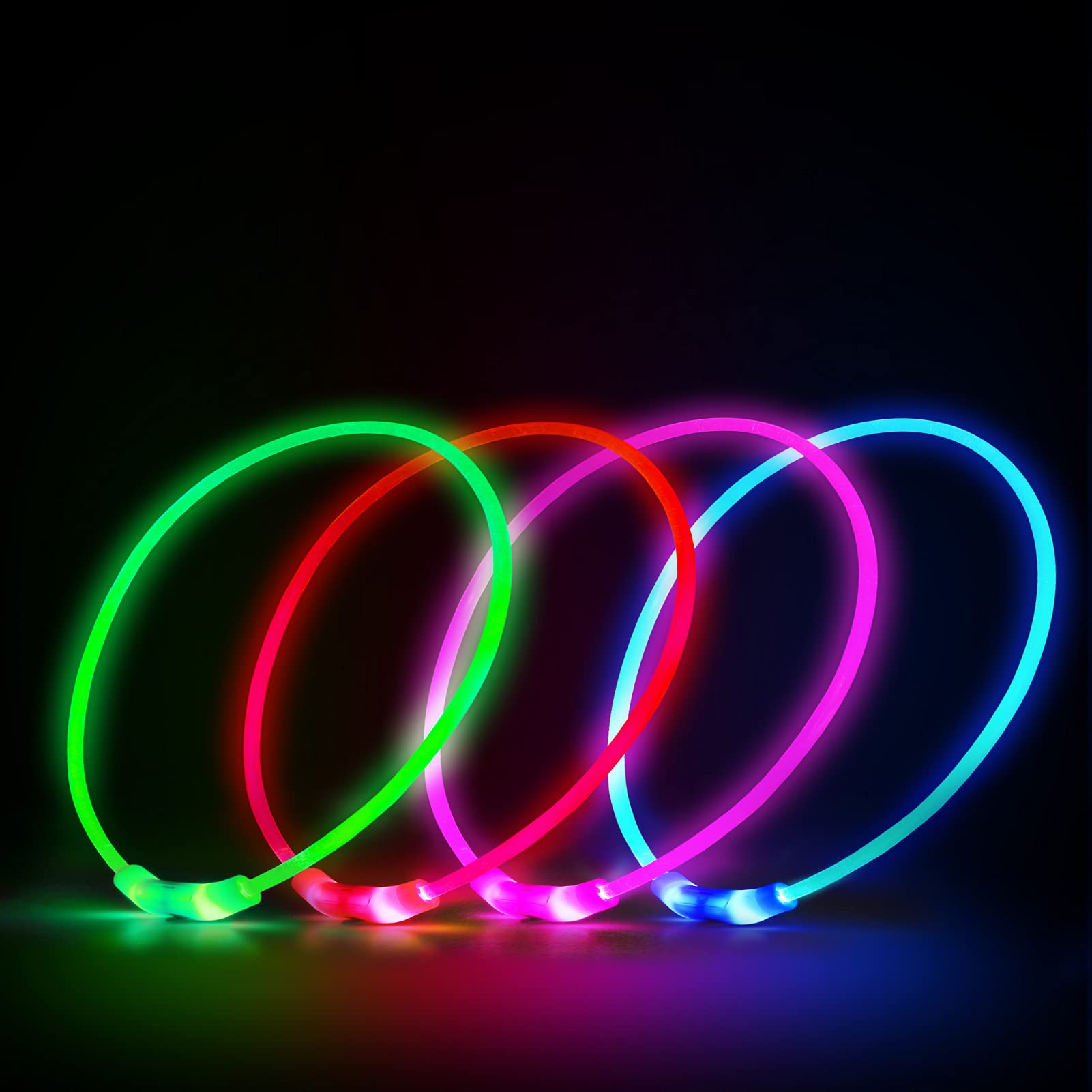 Novkin LED dog collar night-walk hero shows vivid light for safer night strolls.
