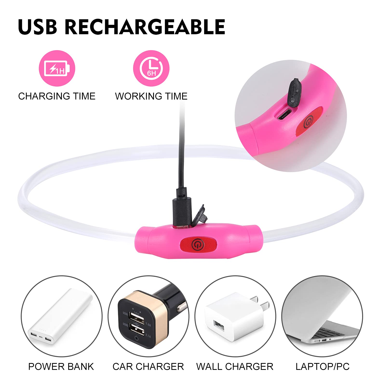 Novkin LED dog collar waterproof shows IP67 protection for rain or splash outings.