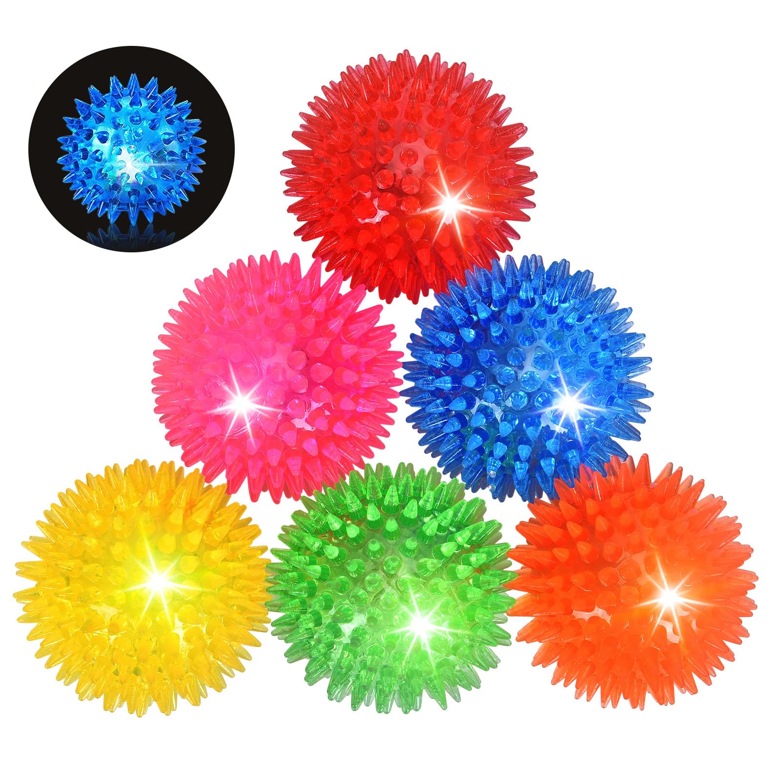 Novkin LED light-up dog ball 6-pack glowing for night fetch