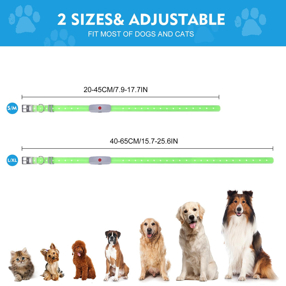 Novkin adjustable collar fits small to large dogs for active nighttime use.