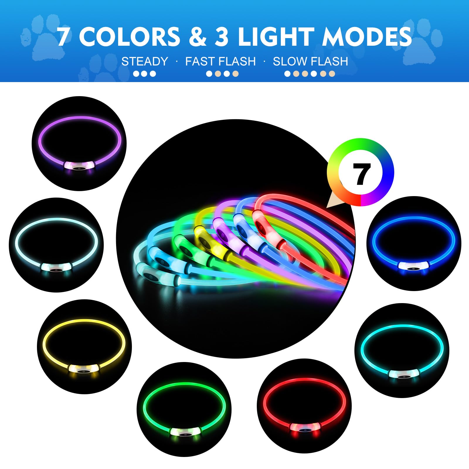 Novkin lighted dog collar red glow on dog for high visibility