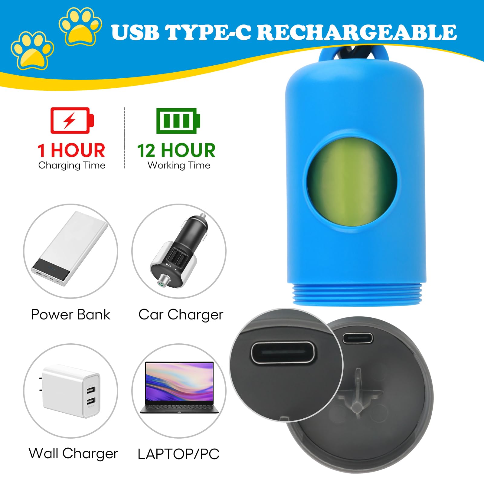 Novkin 300mAh rechargeable battery powers long-lasting flashlight during walks.
