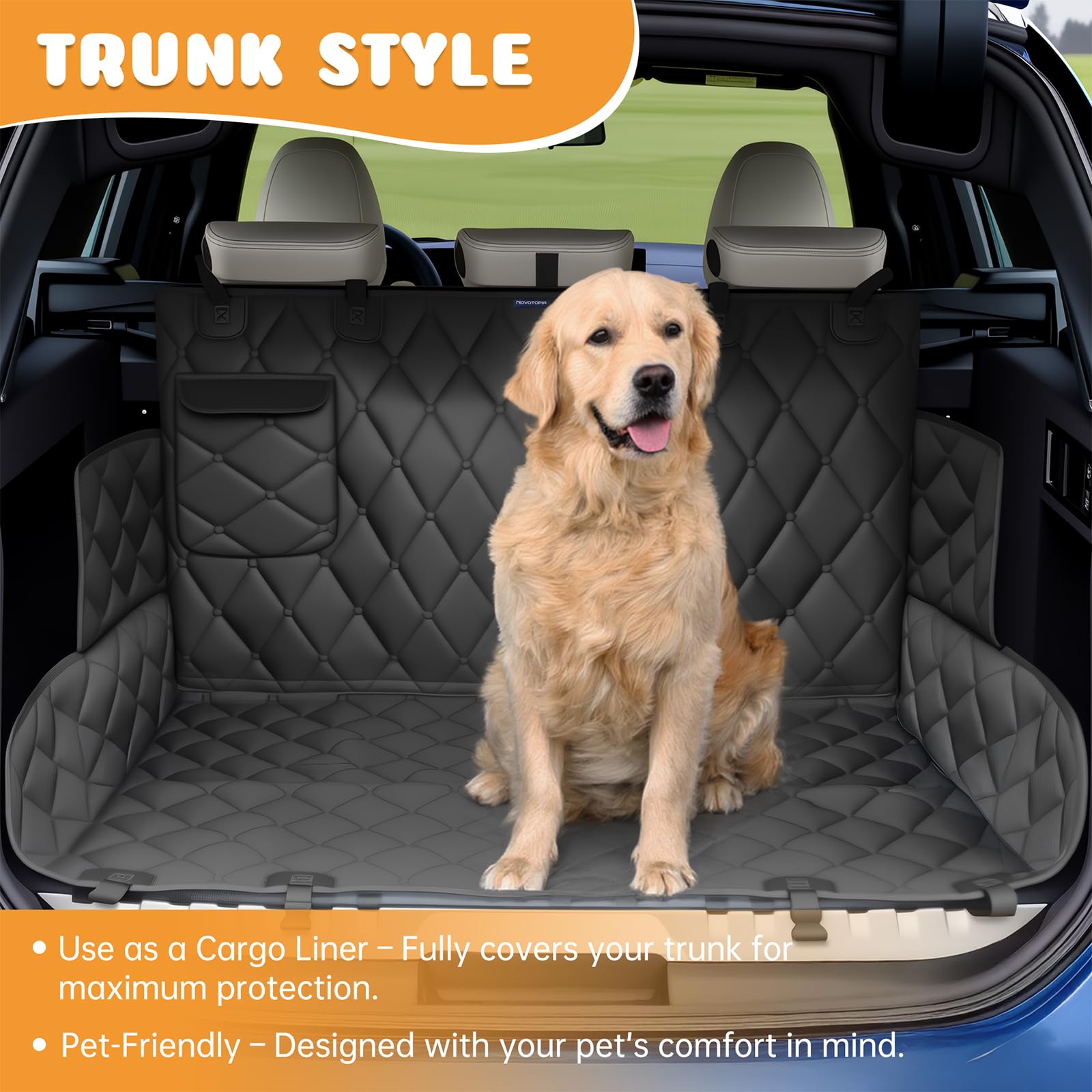 Novotopia dog seat cover soft fabric layer cushions pets during rides with extra comfort