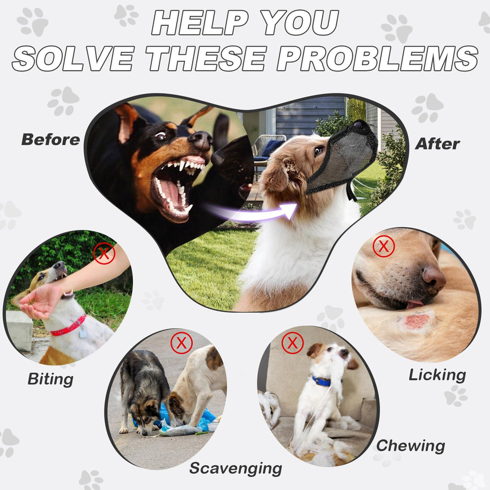 NOWAWEVE dog muzzle with adjustable neck strap for a secure fit.