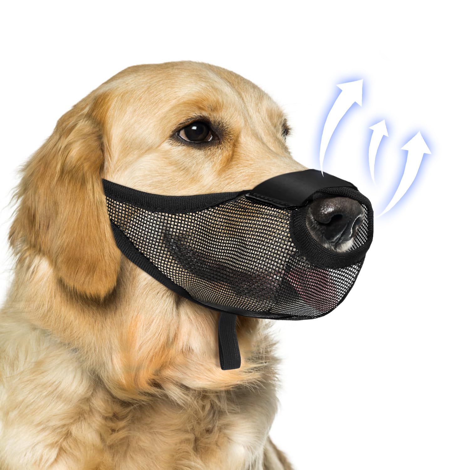 NOWAWEVE dog muzzle with front opening design for breathable walks.
