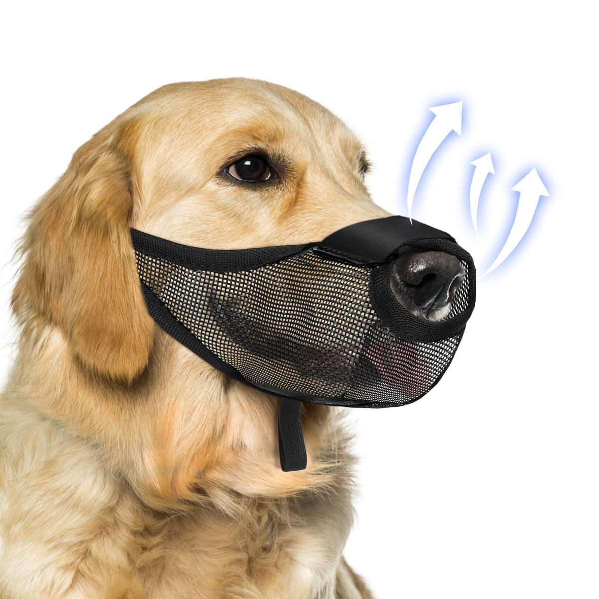 NOWAWEVE dog muzzle with front opening design for breathable walks.