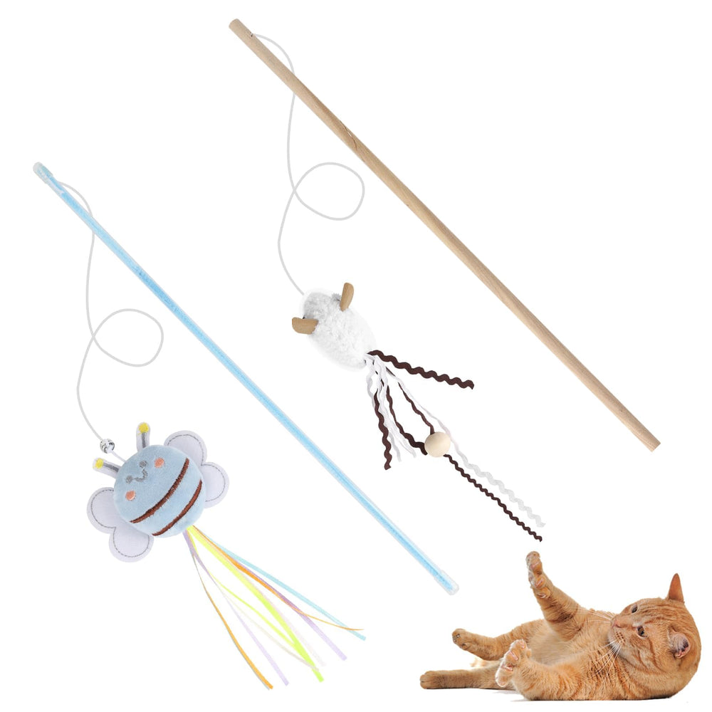 NOWFRESH cat wand bee toy with jingling bell for active play.