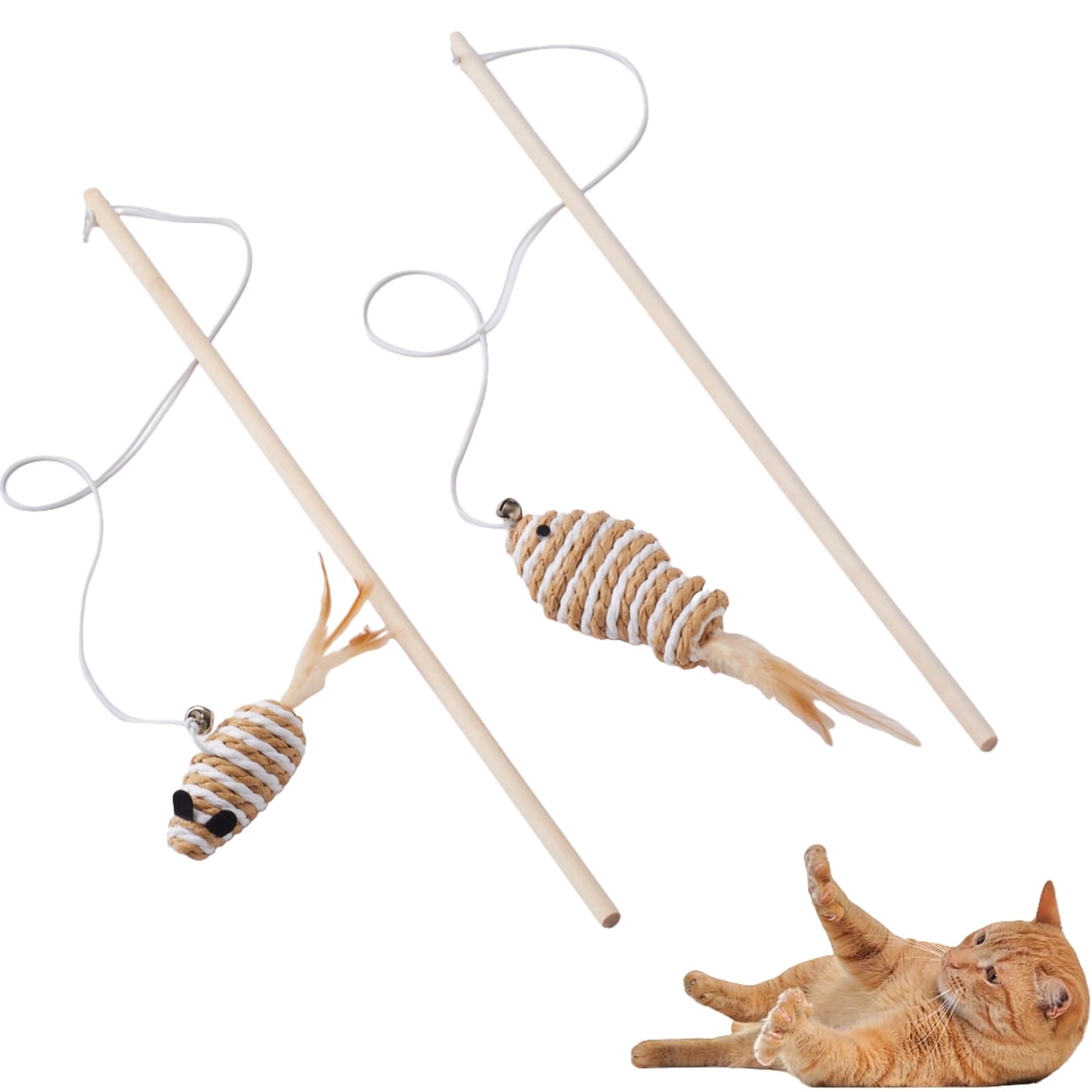 NOWFRESH cat wand toy set with paper mice engaging playful activity for active cats