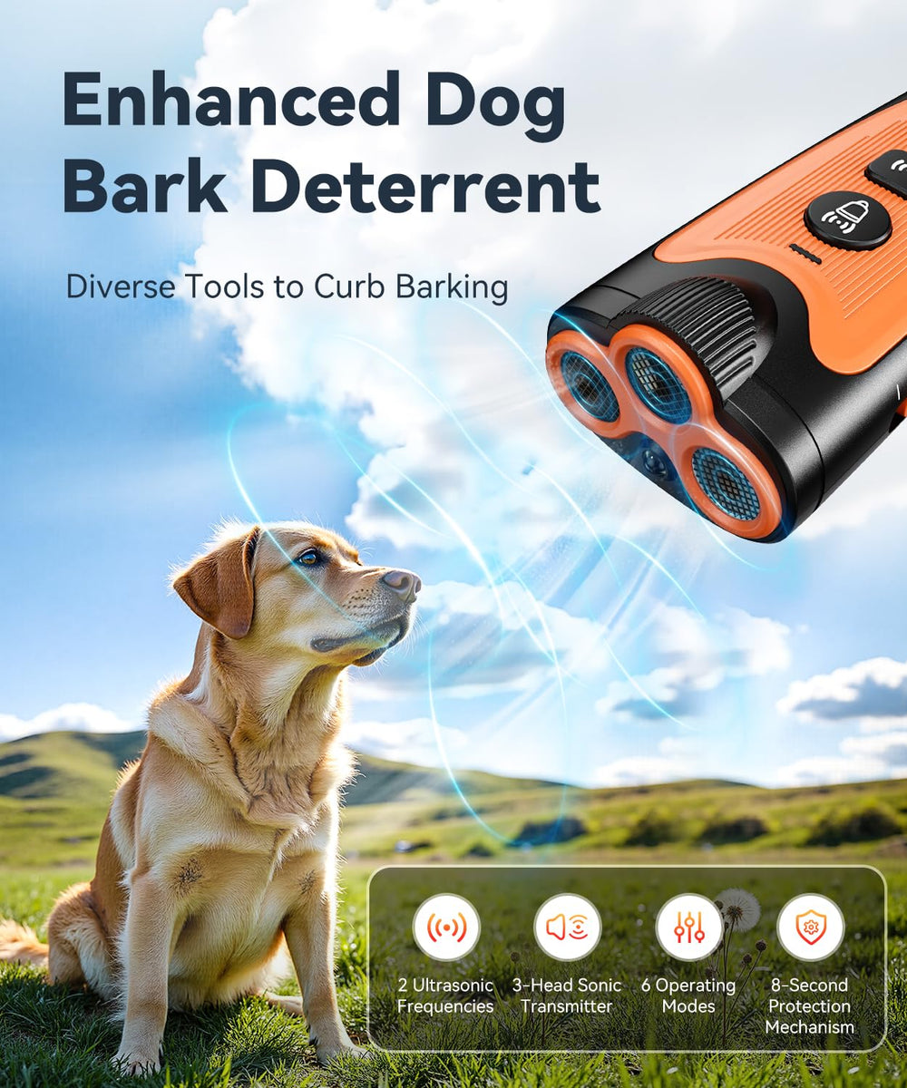 NoxLumina bark deterrent device with three ultrasonic heads for broader coverage.