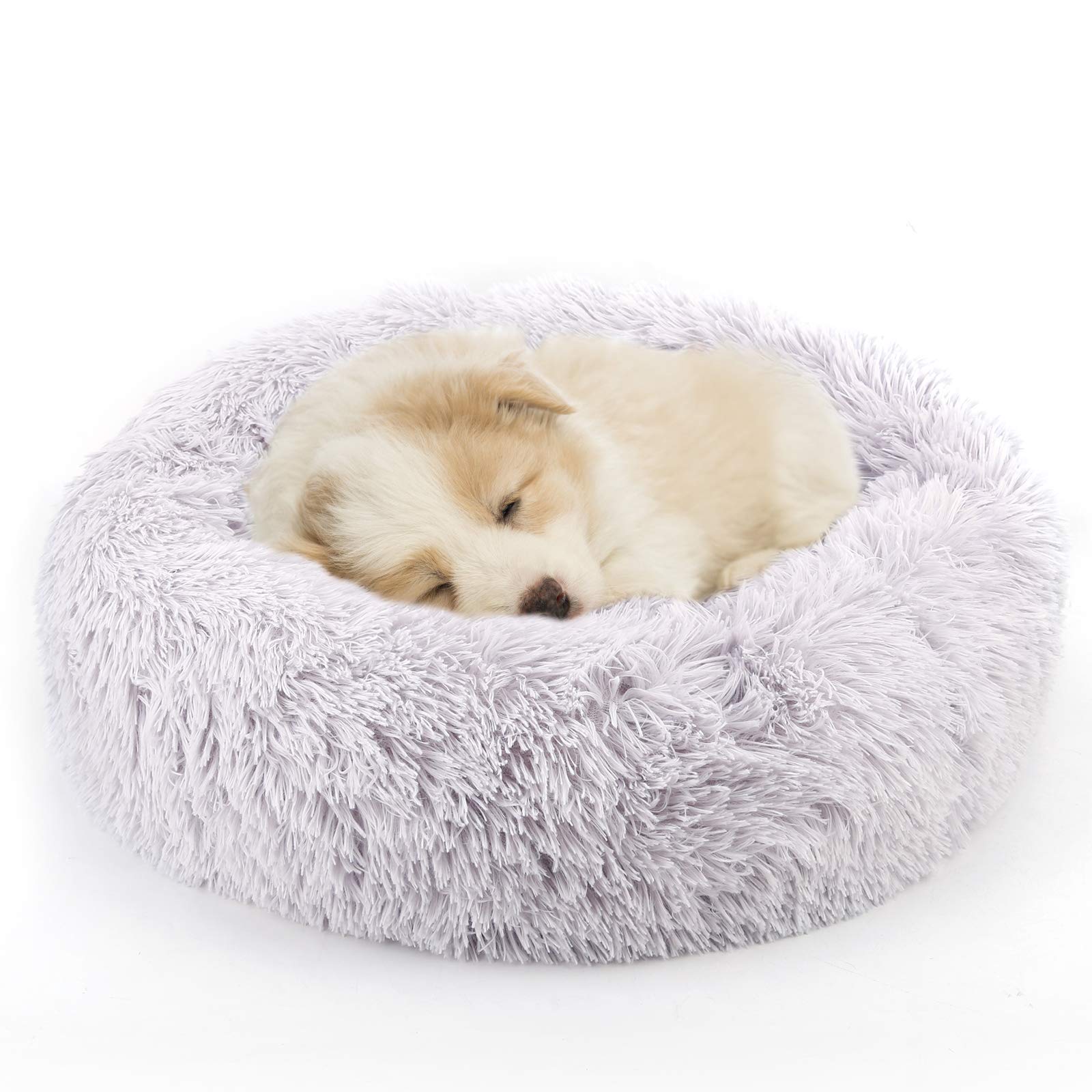 NOYAL Calming Donut Bed front view showcases a secure cuddle with raised rim.