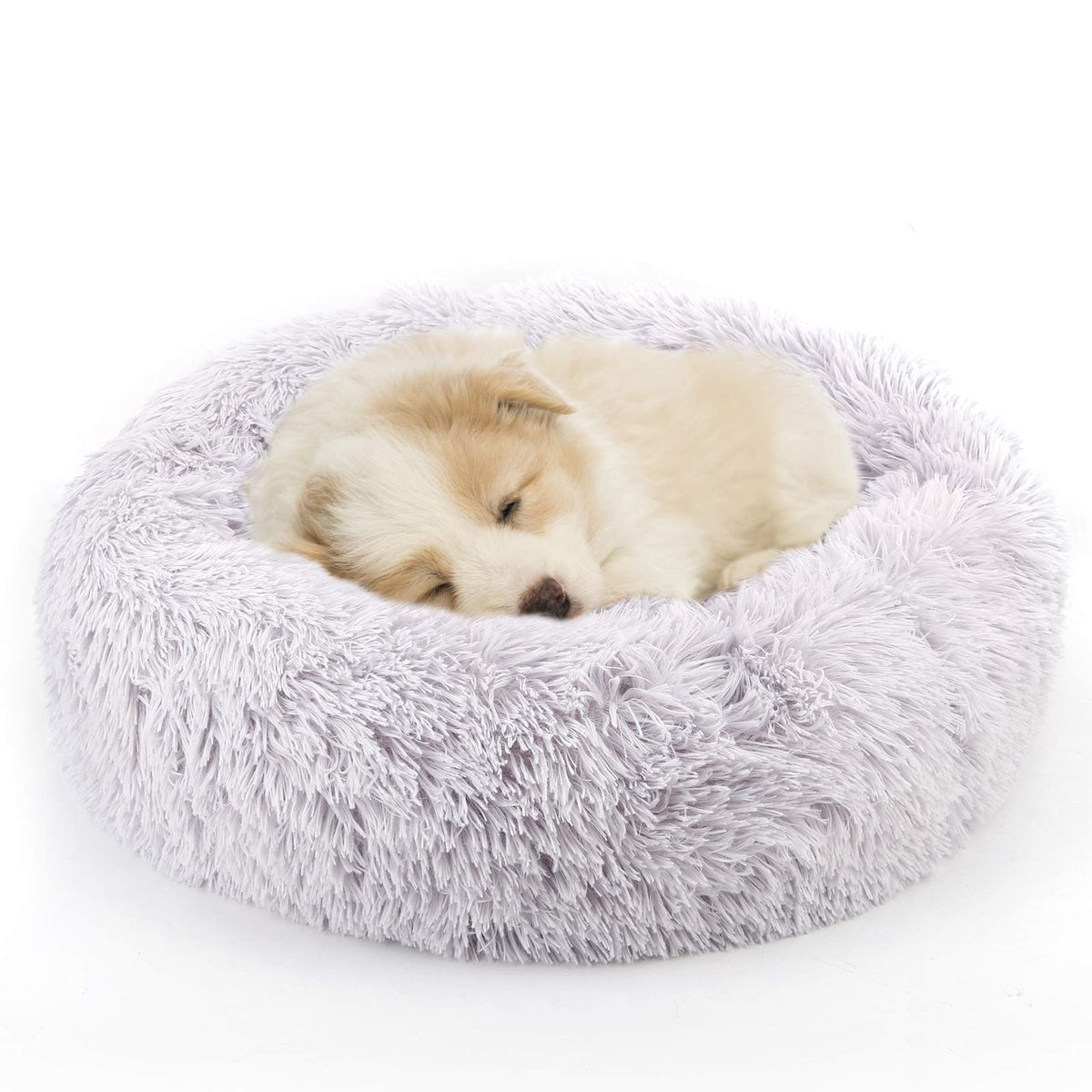 NOYAL Calming Donut Bed front view showcases a secure cuddle with raised rim.