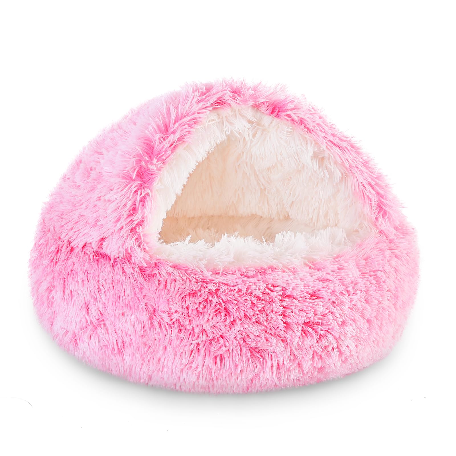 NOYAL round hooded donut bed pet cave offers a cozy den for anxious pets.