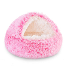 NOYAL round hooded donut bed pet cave offers a cozy den for anxious pets.
