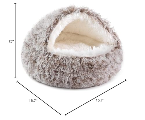 NOYAL Round Hooded Donut Bed size-range image illustrating five sizes for 8-40 lb pets