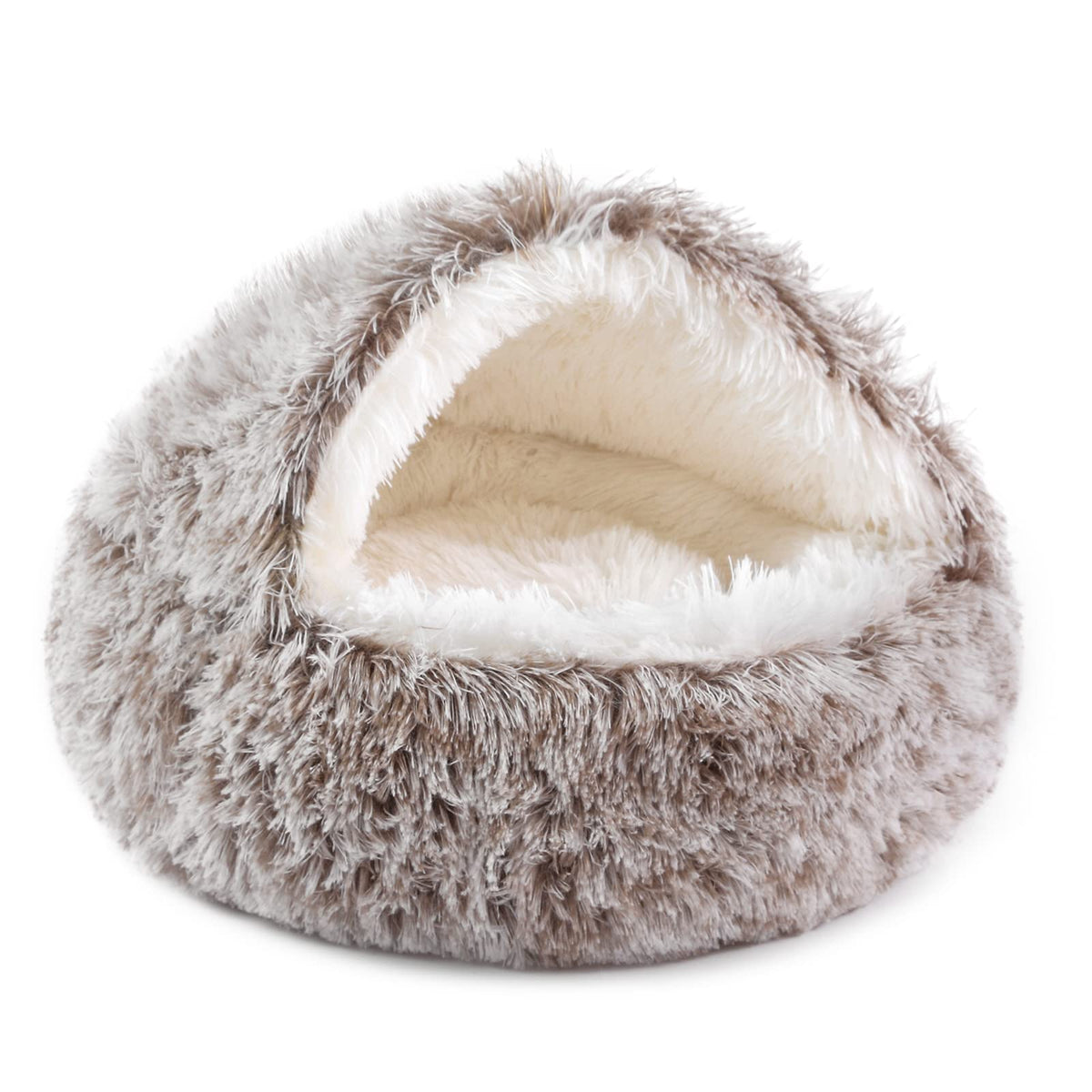 Noyal round hooded donut bed cover closeup highlights cozy retreat and secure sleep.