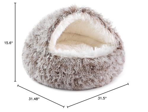 Noyal round hooded donut bed self-warming plush offers year-round comfort.