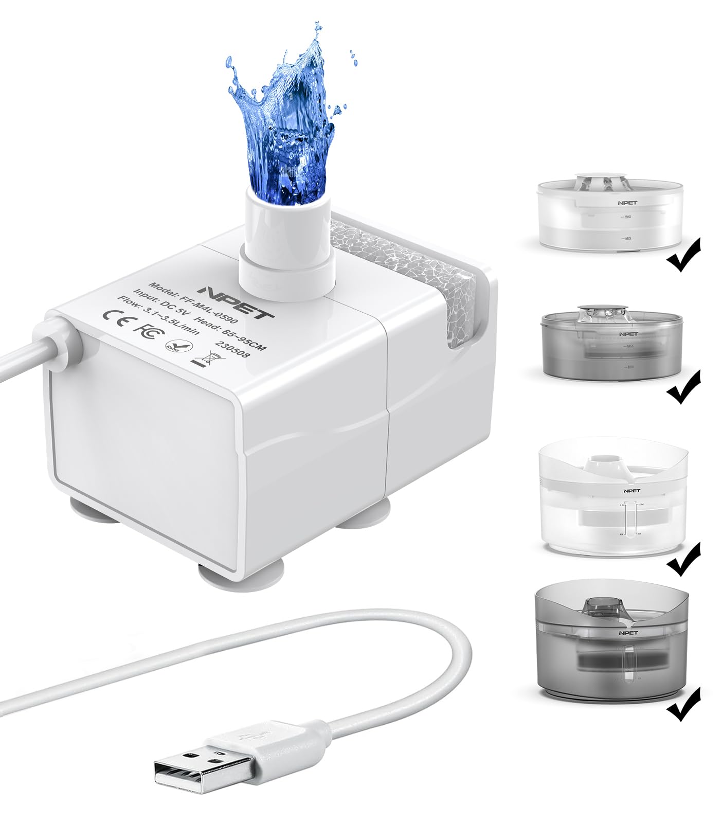NPET DF10 170oz capacity image highlights the large reservoir for multiple pets