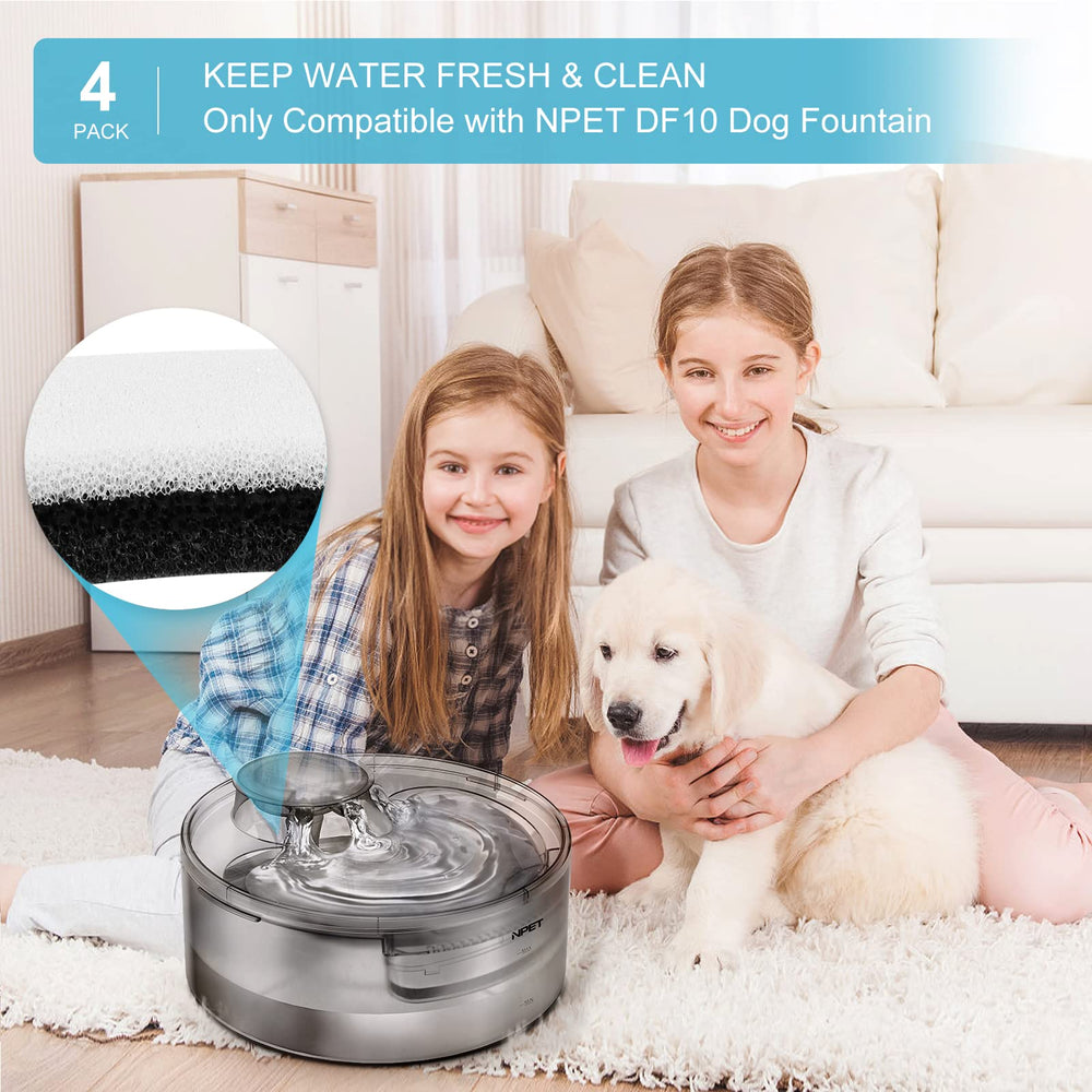 NPET DF10 cleaning kit included for easy fountain maintenance.