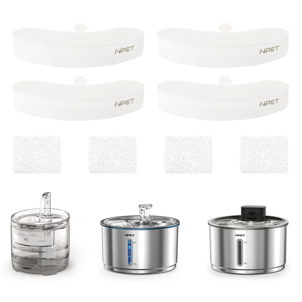 NPET upgraded filters ready for WF050 WF100 WF210 installation, simplifying fountain maintenance.