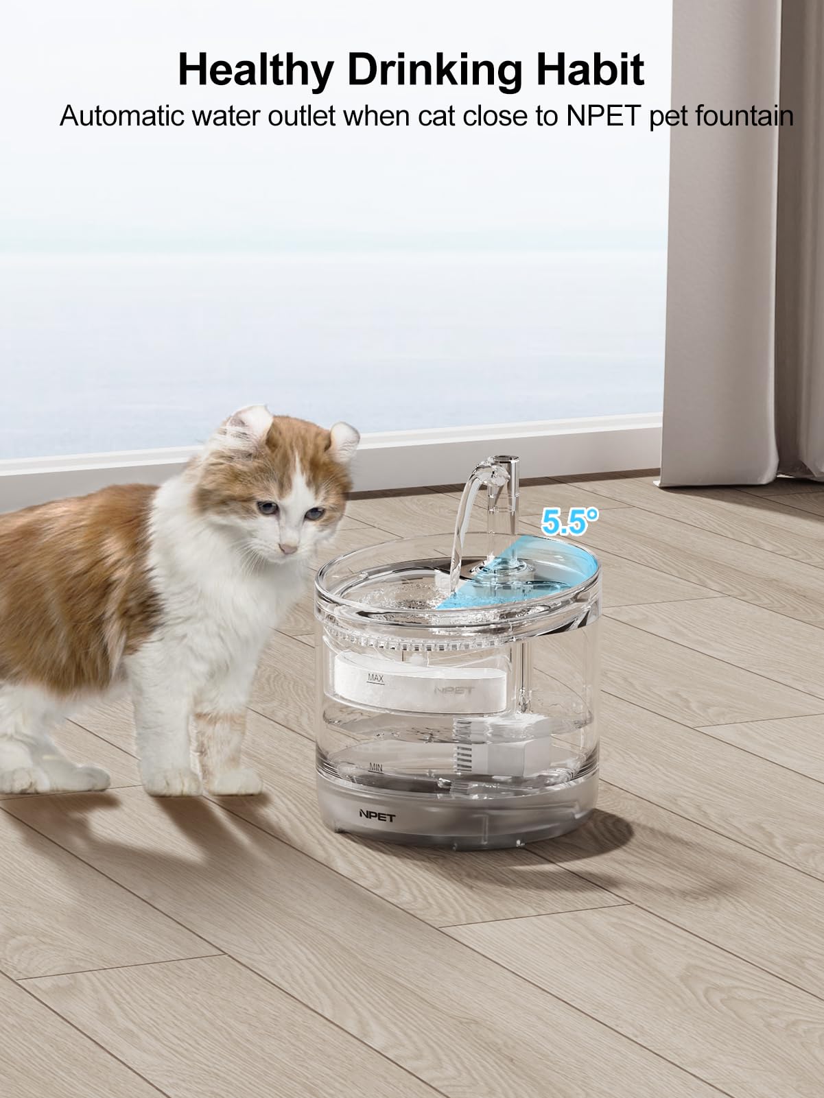 NPET WF050 round design is pet-friendly and easy to clean